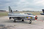 A No. 11 Squadron English Electric Lightning F.3 on display at the 1976 International Air Tattoo at RAF Greenham Common.