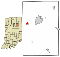 Location of Andrews in Huntington County, Indiana.