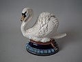 Lonitz Swan figure, coloured glazes majolica, c. 1870