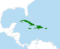 Combined distribution of all species of Todidae