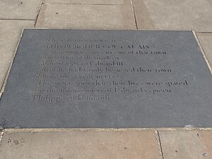 Plaque accompanying the Burghers memorial in Victoria Tower Gardens, London