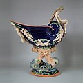 Nautilus shell centrepiece, 1865, coloured glazes, Revivalist style