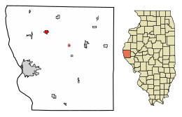 Location of Mendon in Adams County, Illinois.