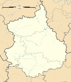 Mapa konturowa Eure-et-Loir, po lewej nieco na dole znajduje się punkt z opisem „Souancé-au-Perche”