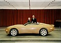Ted Loades with Ford COO, Sir Nick Scheele and Jaguar XK180[34] concept (1997).