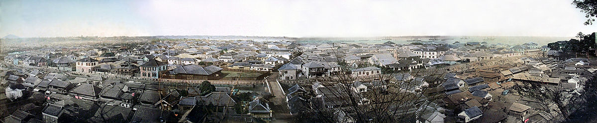 Ein Panorama, das Yokohama in den 1880er-Jahren zeigt