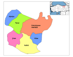 Location of Şiran within Turkey.