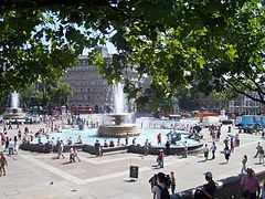 part of: Fountains and terrace walls with lampstandards, steps and stone bollards enclosing the Square 