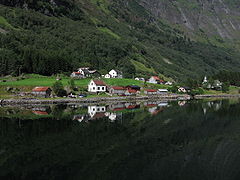 Village in Norway, between Flam and Gudvangen, in the Sognefjord