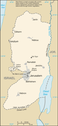 Zachodni Brzeg Jordanu – mapa