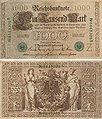 Billete de 1000 Marcos de sellos verdes, 21 de abril de 1910