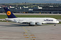 Lufthansa Airbus A380 at Stuttgart Airport