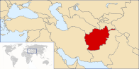 نقشه‌ای نشان‌دهنده جایگاه افغانستان در نقشه