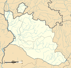 Mapa konturowa Vaucluse, w centrum znajduje się punkt z opisem „Bédoin”