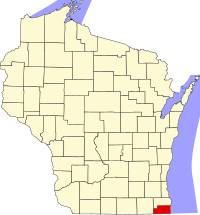 ケノーシャ郡の位置を示したウィスコンシン州の地図