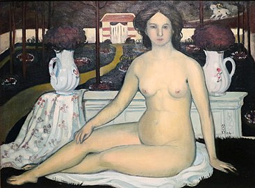 Nøgen kvinde med en buket violer ( La Dame au jardin clos), 1894