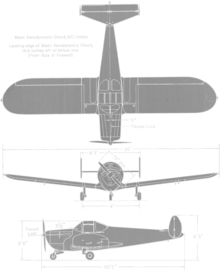 3-view silhouette drawing of the ERCO 415-C Ercoupe