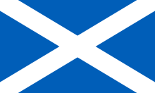 The Saltire, the national flag of Scotland; a white x shaped cross on a blue background.