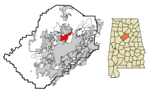 Jefferson County Alabama Incorporated and Unincorporated areas Fultondale Highlighted.svg