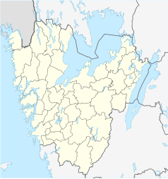 Mapa konturowa Västra Götalandu, na dole znajduje się punkt z opisem „Holsljunga”