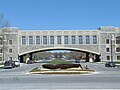 Torgersen Hall, which runs over Alumni Drive