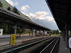 Chamonix banegård med Mont Blanc i baggrunden