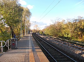 Haltepunkt Halle Zoo (2013), rechts verläuft das Gleis der Strecke Halle-Vienenburg