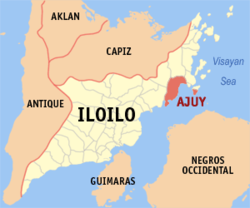 Map of Iloilo with Ajuy highlighted