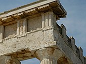 Frieze of the Temple of Aphaea with triglyphs slotted for metopes