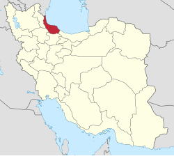 Lage der Provinz Gilan im Iran