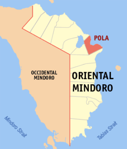 Bản đồ Oriental Mindoro với vị trí của Pola.