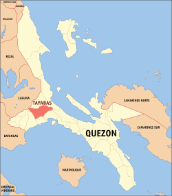 Mapa de Quezon con Tayabas resaltado