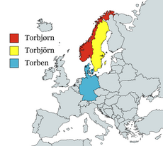 Land hvor varianter av Torbjørn er mye brukt