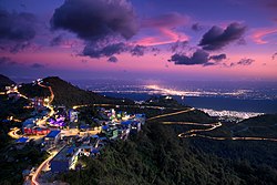 Evening view of Dharan sub metro city from height point of Bhedetar.