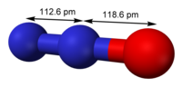 Ball-and-stick model with bond lengths