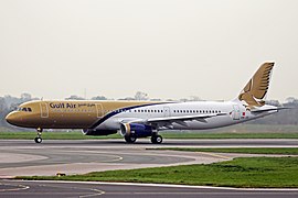 Airbus A321 fra Gulf Air på Manchester lufthavn.