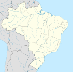 Mapa konturowa Brazylii, w centrum znajduje się punkt z opisem „Barra do Bugres”