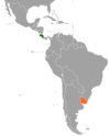 Location map for Costa Rica and Uruguay.