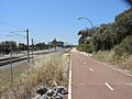 Closed portion of the shared path north-east of Bayswater Station, beyond the end of the car park. The path will be reconstructed as part of the station upgrade to accomodate the Forrestfield-Airport railway line.