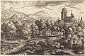 Mountainous Landscape with a Village, Hanns Lautensack (Radierung, 1553)