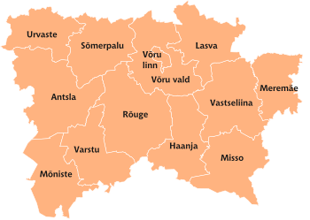 Carte du comté avec les noms des municipalités jusqu'en 2017.