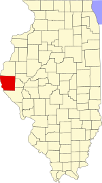 Map of Illinois highlighting Adams County