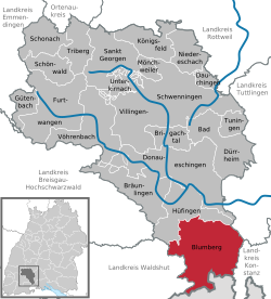 Elhelyezkedése Baden-Württemberg térképén