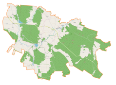 Mapa konturowa gminy Daleszyce, u góry znajduje się punkt z opisem „Brzechów”