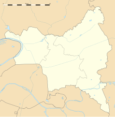 Mapa konturowa Sekwana-Saint-Denis, u góry po prawej znajduje się punkt z opisem „Villepinte”