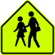 School zone ahead (also used for pedestrian crosswalk near schools) since 1998