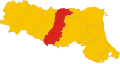 Collocatio finium Provinciae Mutinensis in Regione Aemilia-Romania.