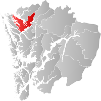 Kart som viser Lindås kommune.