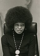 Angela Davis in a half-length portrait by Bernard Gotfryd - crop