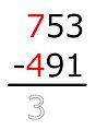 7 − 4 = 3 Este resultado solo se dibuja con lápiz aquí.